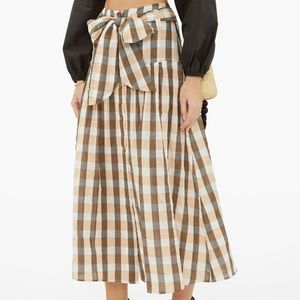 Belize Vanessa Gingham Cotton Blend Midi Skirt, Size: 0
